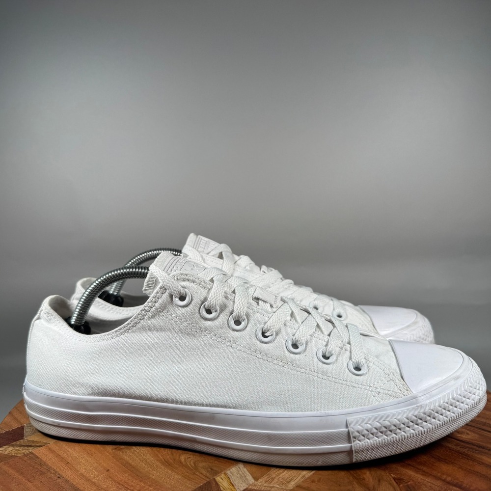 Converse Chuck Taylor All Star Low Top White Canvas Sneakers 1U647F Mens 10